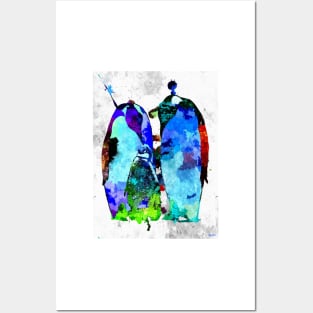 Penguin Family Grunge Posters and Art